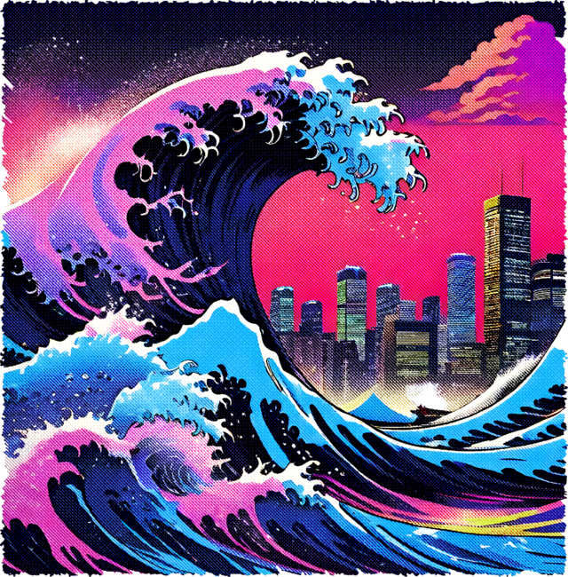 The Great Wave Over City Retro Game