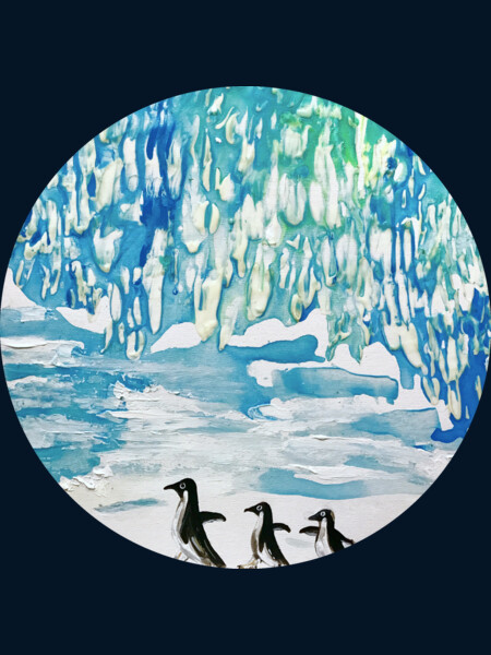 Penguin Family on Thin Ice