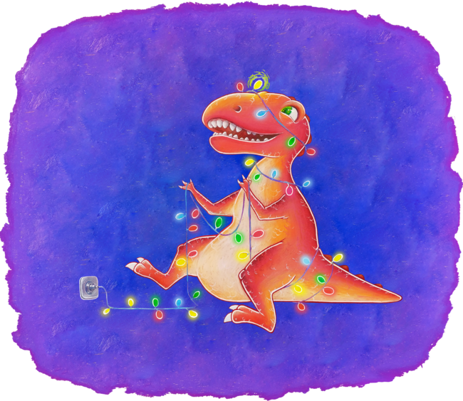 Dinosaur with a garland (with a background)