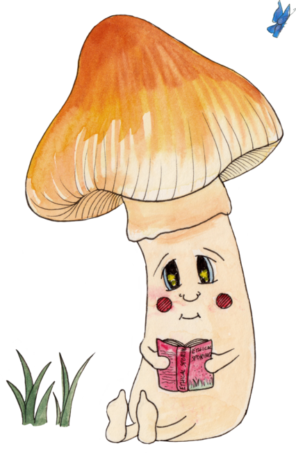 Cute Watercolor Reading Mushroom 3
