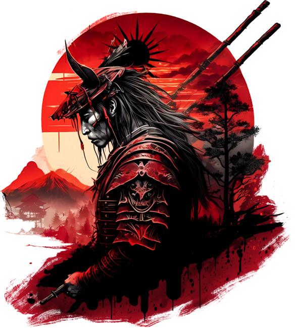 samurai black and red by NemfisArt