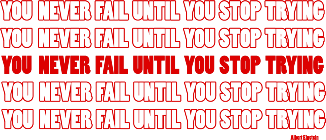 YOU NEVER FAIL UNTIL YOU STOP TRYING