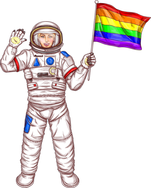Astronaut Waving Pride Flag