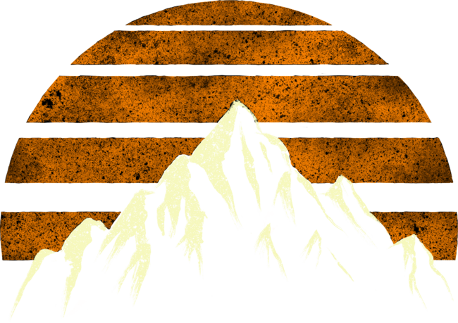 Vintage Everest mountain with a orange retro background