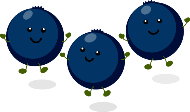 Cute happy blueberries purple cartoon illustration