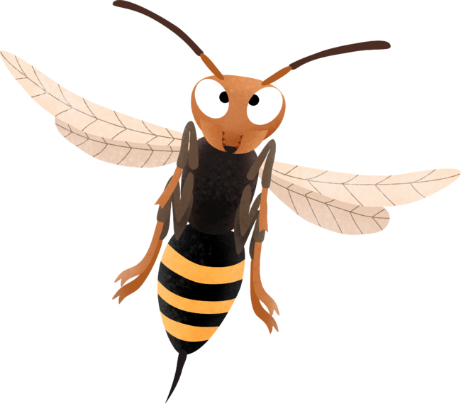Funny angry hornet wasp cartoon illustration