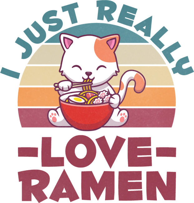 Ramen Lover Cute Cat Eating Japanese Noodles