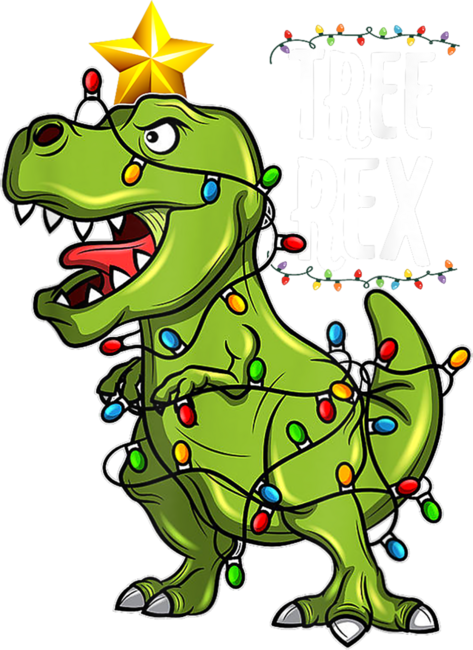 Christmas Dinosaur Tree Rex Lights Xmas by Taslima