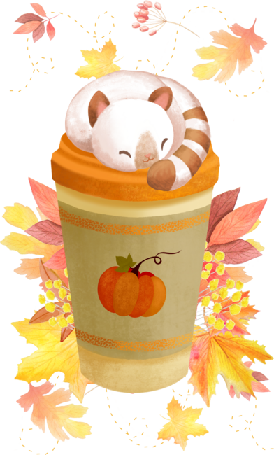 Hello Autumn Coffee Kitten by LittleBunnySunshine