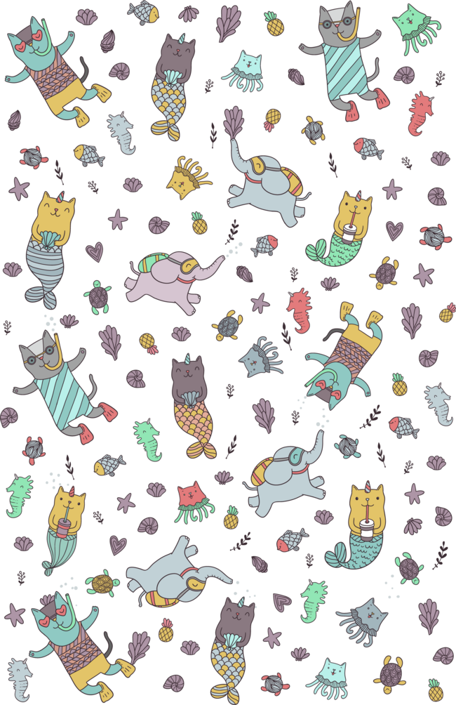 Cat mermaids under the sea by kostolom3000