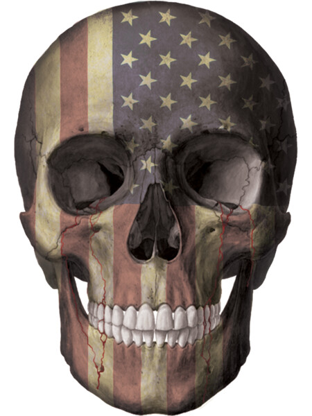 Skull with blood and american flag texture - ban guns / anti gun