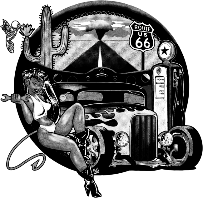 Hot Rod, Landscape and Pinup - Black and White