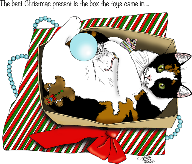 Christmas Toy Box Cat by tigressdragon