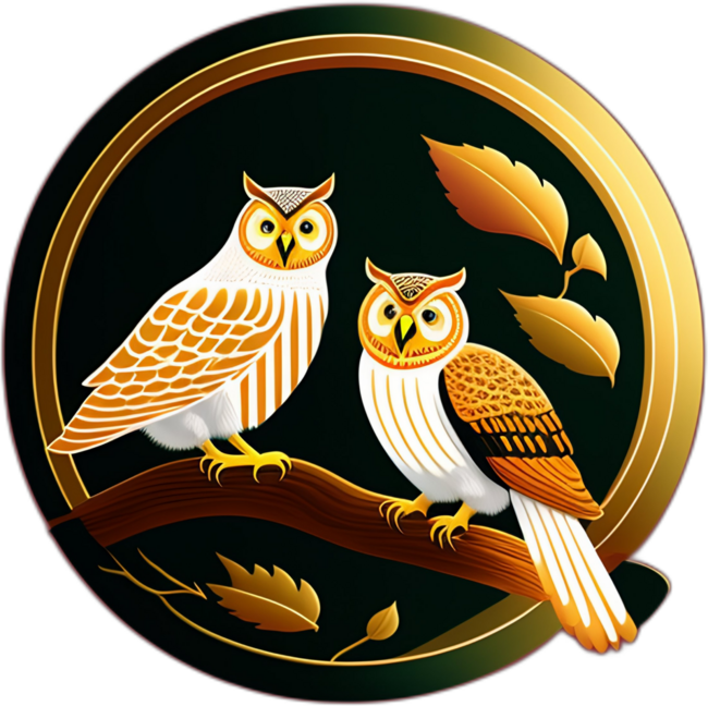 two golden owls by Tursino