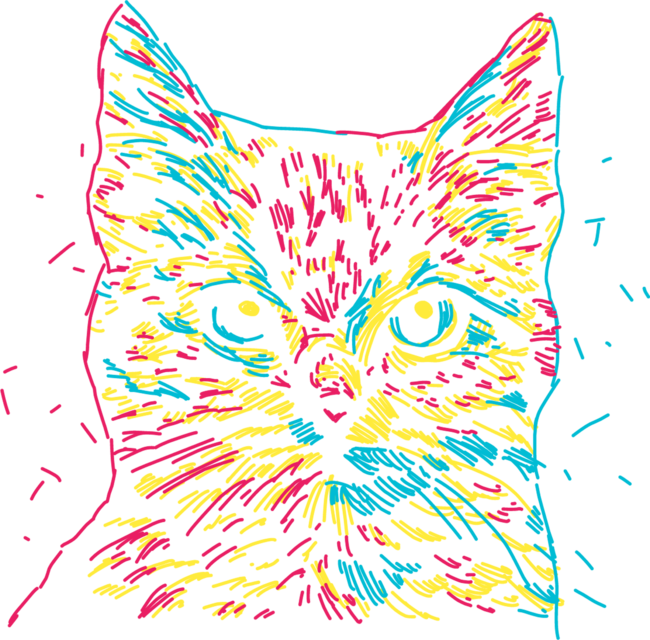 Colorful Cat's Head Retro Style by illiminate