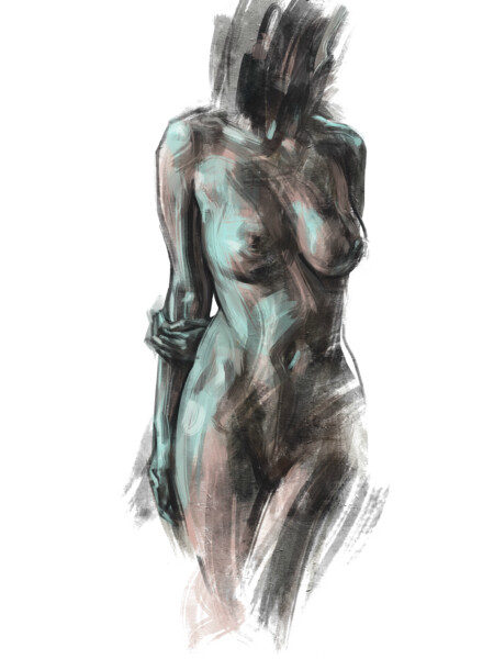Illustration Of A Naked Girl .