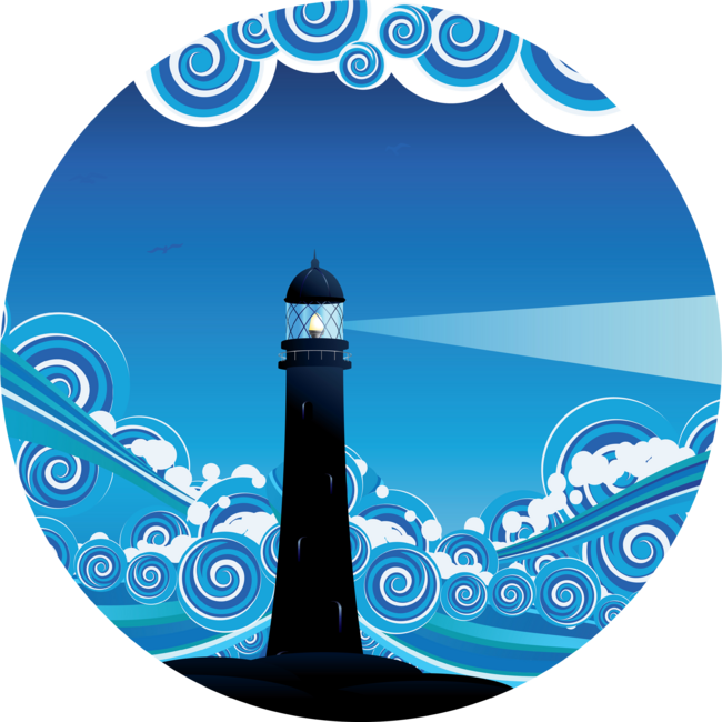 Vintage lighthouse in the sea
