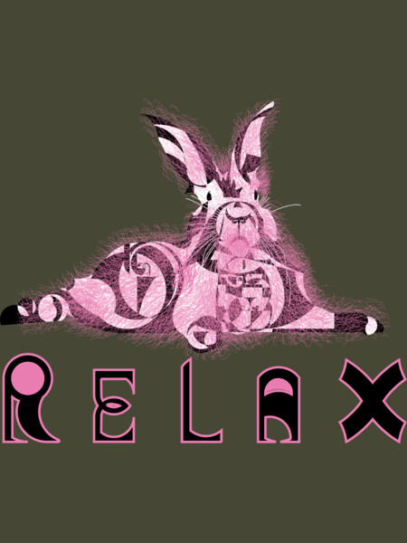 “Relax Rabbit” - nature - geometric - cute - pink - animals