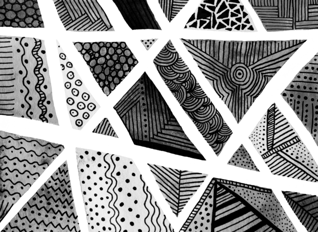 Geometric doodle pattern - black and white