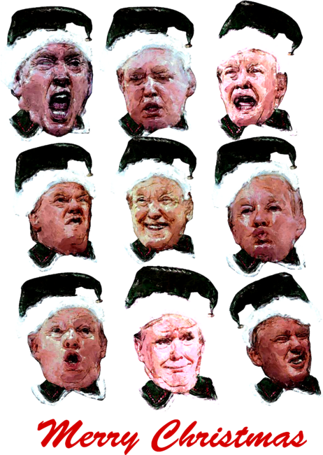 Hilarious Creepy Trump Funny Face Elf Merry Christmas T shirt