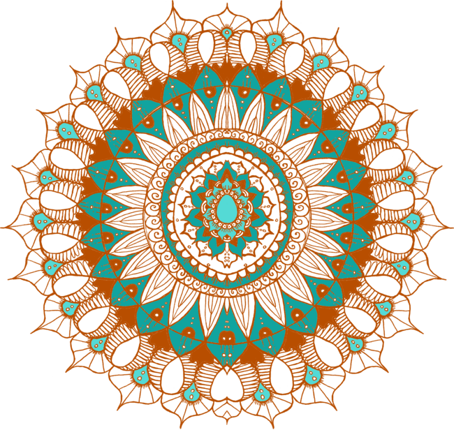 Hand-Drawn Bohemian Mandala Turquoise &amp; Rust by laurabethlove