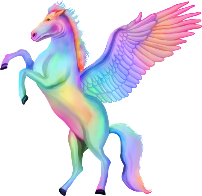 Magical Rainbow Winged Pegasus Horse