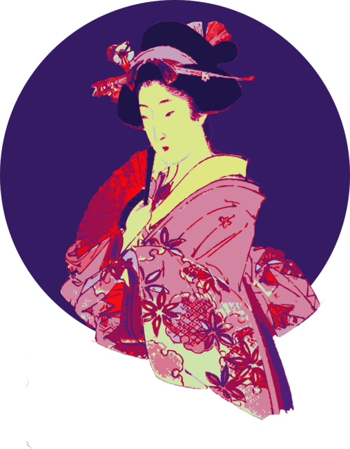 Japanese Geisha Lady Purple Art