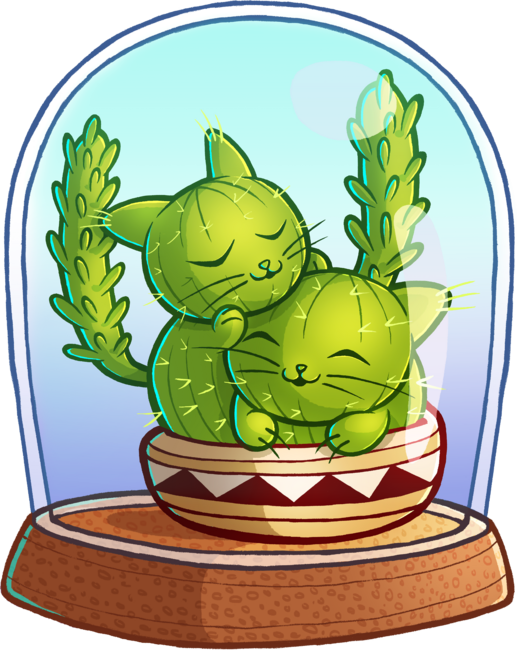 Cat-tus love to cuddle in glass by RemcoBakker