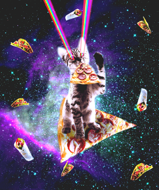 Outer Space Pizza Cat - Rainbow Laser, Taco, Burrito
