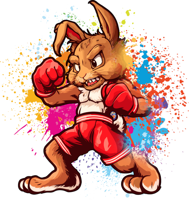 Boxing Rabbit on Colorful Background