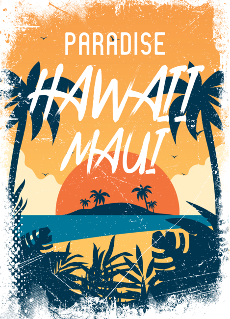 Hawaii Maui Paradise Retro Distress Vintage Gift
