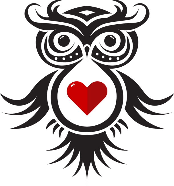 Owl with Red Heart