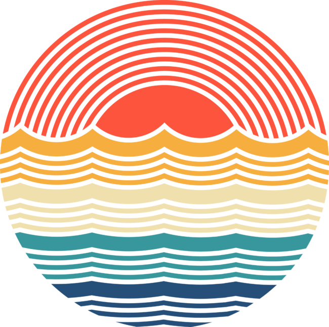 Ocean sunset waves lines