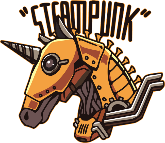 Steampunk Retro Futuristic Brass Armor Plated Unicorn