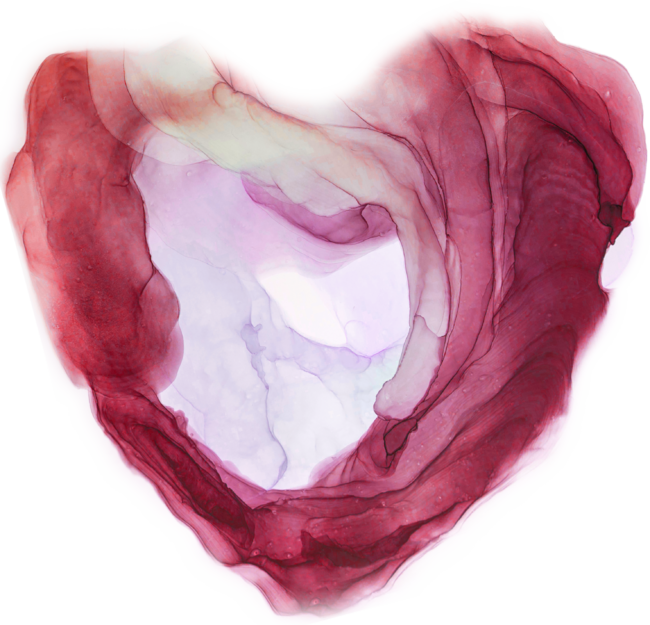 Abstract heart painted with alcohol ink.