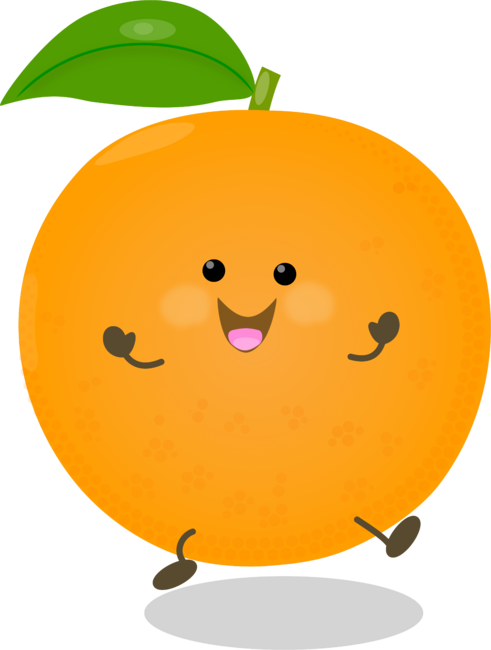 Cute dancing orange citrus fruit