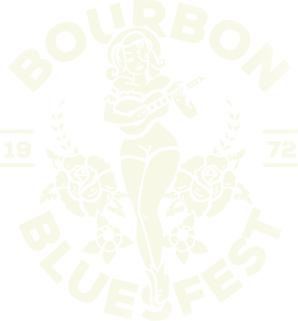 Bourbon Bluesfest 1972: Vintage Pinup Girl Playing Guitar by TheWhiskeyGinger