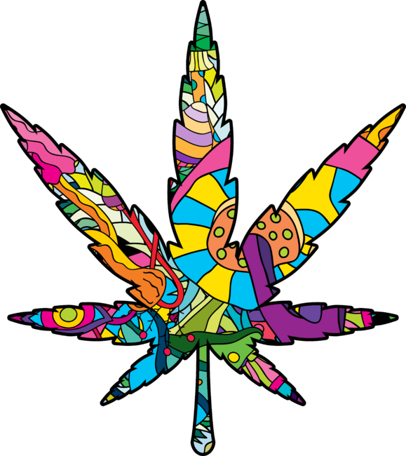 Psychedelic Pattern Marijuana Leaf Symbol