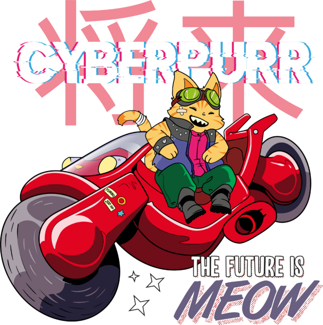 Cyberpunk futuristic cat tokio adventure by Otaizart