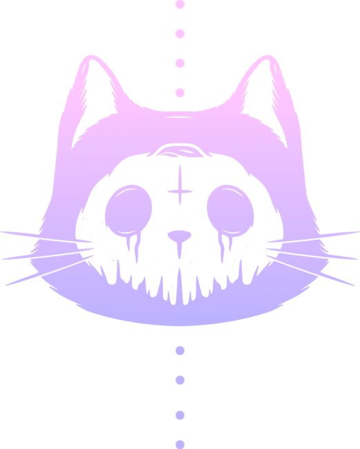 Pastel Goth Cat Skull