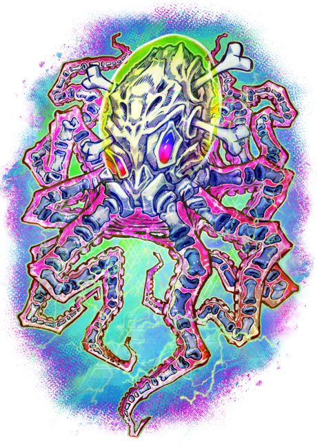 Skeleton Octopus Alien by villainmazk