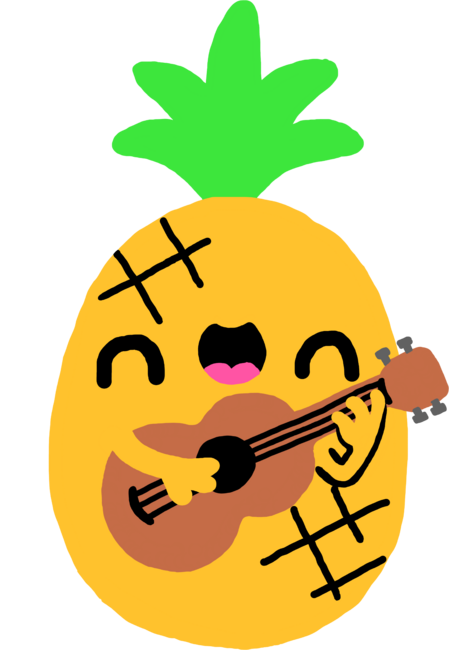 Cute Kawaii Pineapple Playing Ukulele Summer Music Funny Design by PolySciGuy