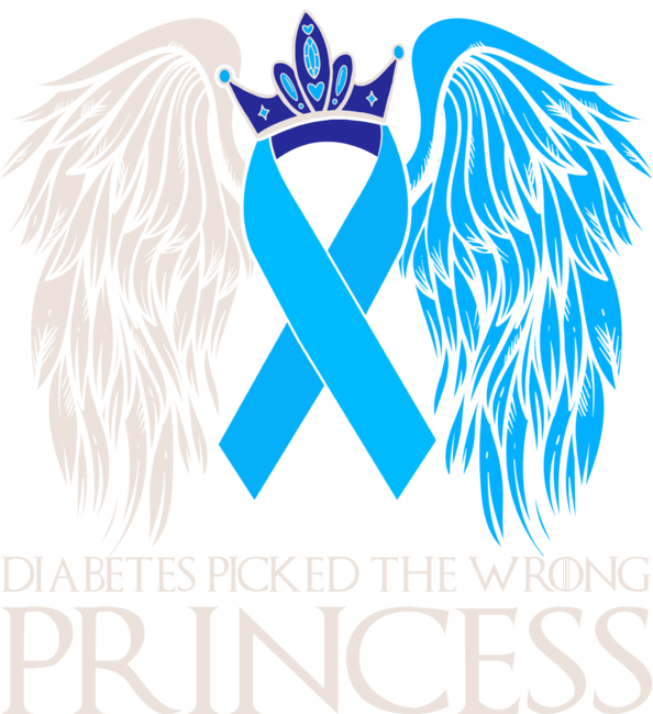 T1D Awareness Princess Girls Diabetic Blue Ribbon Support by BiTee