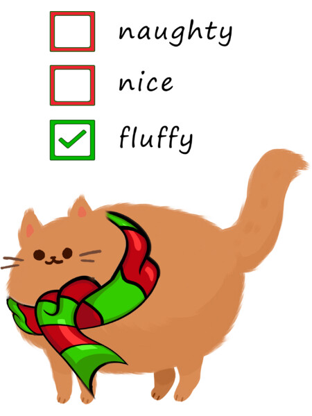 Funny Cat Christmas Naughty Nice or Fluffy Checklist by FantasyArtDreams