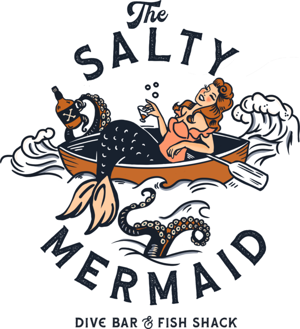 The Salty Mermaid Dive Bar &amp; Fish Shack. Cool Retro Travel Art by TheWhiskeyGinger