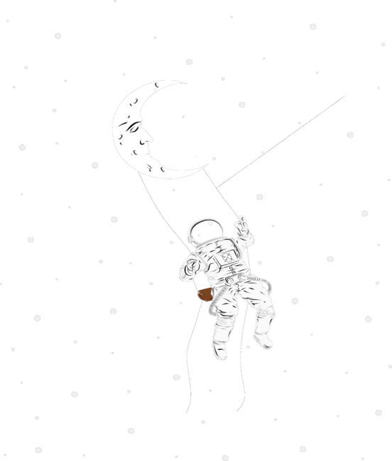 Astronaut Moon Swing, Funny Spaceman On Moon