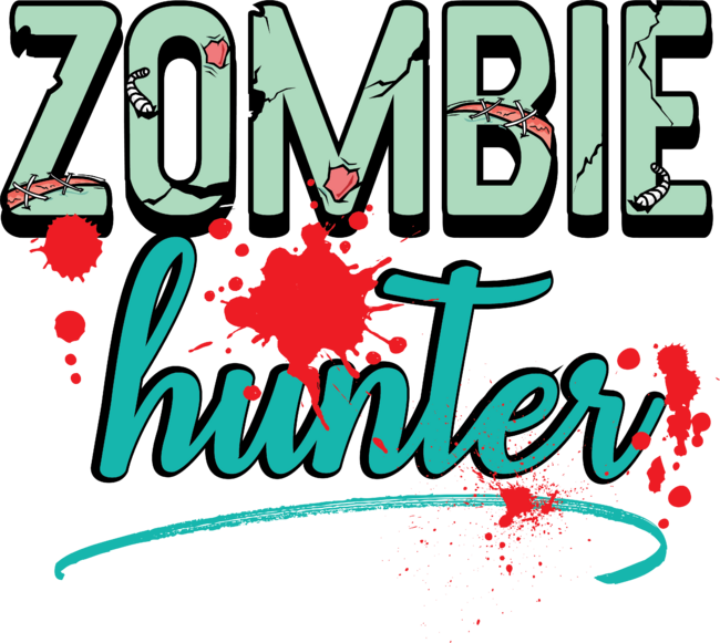 Zombie Hunter Maggot Infested Blood Splatter Apocalypse Tee