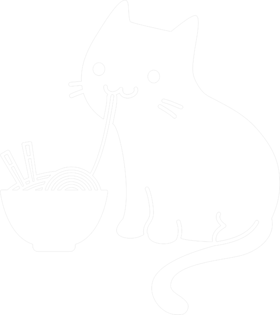 Cute Cat Eating Ramen