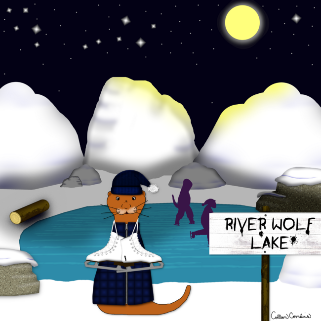Oliver The Otter Skates at River Wolf Lake