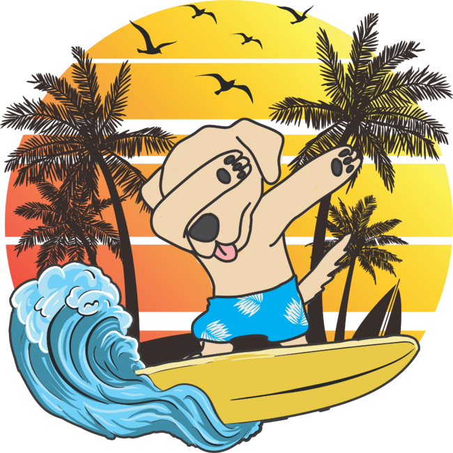 Summer vacation dabbing labrador surfing surfboard